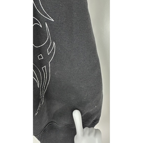 JNCO Jeans *Flawed Distressed Eagle Graphic Hoodie Black Mens XL Y2K Skater Punk - Picture 13 of 16